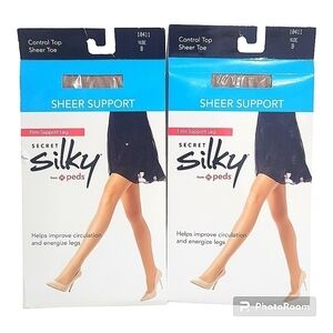 2Pcs Gildan Secret Silky Sheer Firm Support Leg Panty Hose